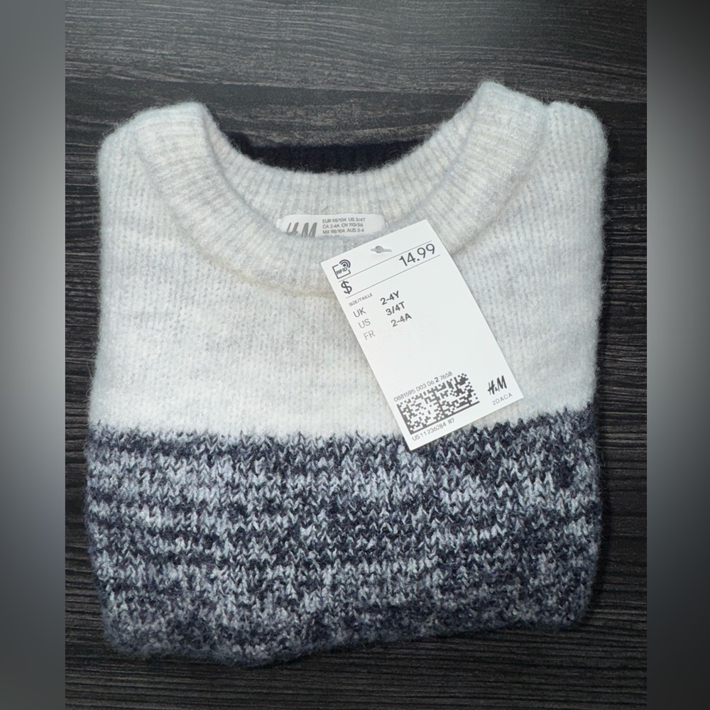 H&M kids's Cream and Gray Crewneck Sweater